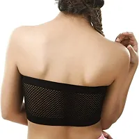 De-Ultimate Women's and Girls Comfortable Cotton Black Stretchable Strapless Tube Bra for Sport, Gym, Yoga, Running, Dancing, Cycling (Free Size)-thumb2