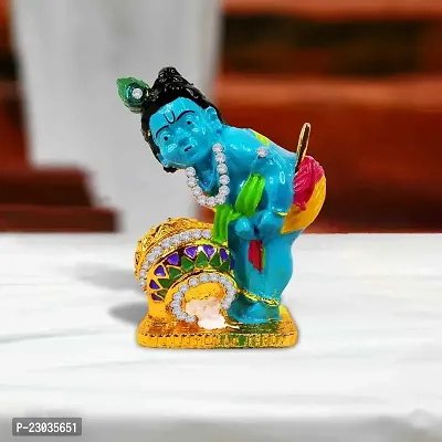 De-Ultimate Bal Gopal Krishna with Makhan Mutki Idol (St-949) Multicolor Metal God Stand Statue for Home/ Mandir/office Table Decor /Car Dashboard Murti Showpiece-thumb0