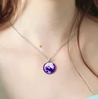 De-Ultimate Stainless Steel Romantic Glow in the Dark Rising Purple Moon Handmade Crystal Glass Dome Lunar Eclipse Alloy Luminous Pendant Locket Necklace With Chain-thumb3