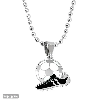 De-Ultimate Silver Color Unisex Metal Fancy  Stylish Sports Game Hip-Hop Soccer Shoe Football Locket Pendant Necklace With Ball Chain Jewellery Set