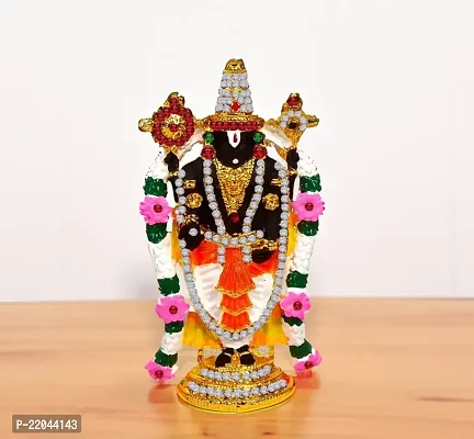 De-Ultimate Lord Tirupati Balaji/venkateswara/vyankatesh Multicolor Flower Mala God Stand Idol (St-2041) Black Metal for Home Decor/car Dashboard/mandir Pooja Murti/temple Puja/office Table Showpiece