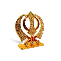 De-Ultimate Sikh Religious Symbol Khanda Sahib Idol (Prince St-643) Multicolor Metal God Stand Statue for Home/ Mandir/office Table Decor /Car Dashboard Murti Showpiece-thumb2