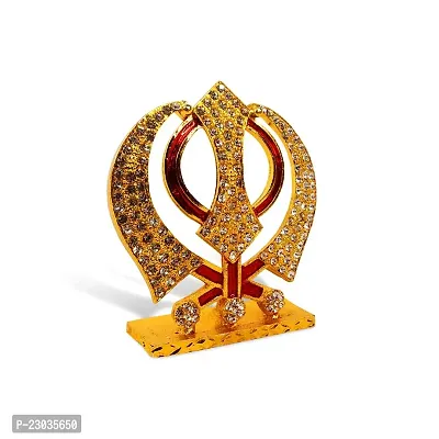 De-Ultimate Sikh Religious Symbol Khanda Sahib Idol (Prince St-643) Multicolor Metal God Stand Statue for Home/ Mandir/office Table Decor /Car Dashboard Murti Showpiece-thumb3