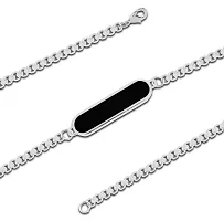 De-Ultimate Unisex Silver  Black Plated Stainless Steel Cylinder Shape Single Plate Stylish Trending Fashionable Casual Style Daily Use Friendship Wrist Band Cuff Box Linear Chain Bracelet-thumb1