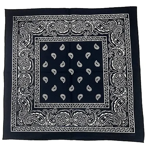 De-Ultimate Pure Soft Pure Soft Breathable Double Side Printed Multifunctional Paisley Print Ambi Hanky [Black] Handkerchief
