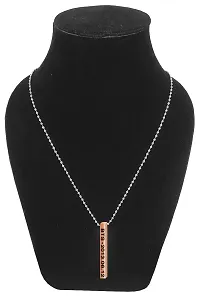 De-Ultimate (Set Of 2pc) Unisex Metal Rose-Gold 3D Vertical BTS Name Date Engraved Bar Cuboid Stick Pendant Locket Necklace With Chain For Fans Jewellery Set-thumb3