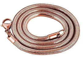 De-Ultimate Classic Rose-Gold Plated Daily And Party Wear Metal 5mm Width 55 cm Long Thick Imitation Snake Smooth Necklace Herringbone Chain For Men's And Women's-thumb3