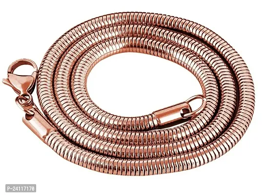 De-Ultimate Classic Rose-Gold Plated Daily And Party Wear Metal 5mm Width 55 cm Long Thick Imitation Snake Smooth Necklace Herringbone Chain For Men's And Women's-thumb4