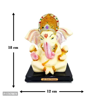 De-Ultimate Shree Lord Ganesha Radium Statues Ganesh Ganpati (Md:2028) Beautiful Idol Showpiece for Home Decoration, Gift Item  Car Dashboard-thumb2