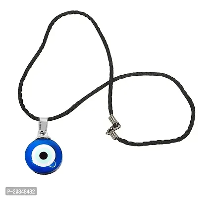 De-Ultimate JAR0534 Big Size Unisex Round Dual Side Blue Stone Bead Evil Eyes Nazar Suraksha Kavach Locket Pendant Charm Necklace With Cotton Thread Dori-thumb3