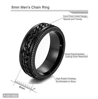 De-Ultimate (Size 19) Valentine's Day Love Couple Relieve Anxiety Rotatable Cuban Link Chain Inlaid Spinner Fidget Band Finger Rings For Men's  Women's-thumb2