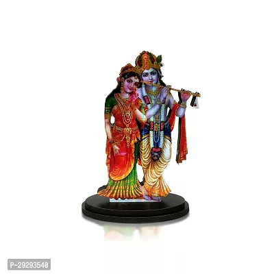 De-Ultimate Mdf Cutout Standing Lord Radha Krishna with Flute/basuri Wooden Sticker Statue-thumb0