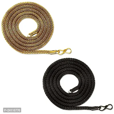De-Ultimate (Set Of 2 Pcs) X000020 Combo Unisex Classic Daily And Party Wear 5mm Width 60 Cm Long Thick Imitation Snake Design Smooth Necklace Herringbone Chain