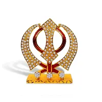 De-Ultimate Sikh Religious Symbol Khanda Sahib Idol (Prince St-643) Multicolor Metal God Stand Statue for Home/ Mandir/office Table Decor /Car Dashboard Murti Showpiece-thumb4