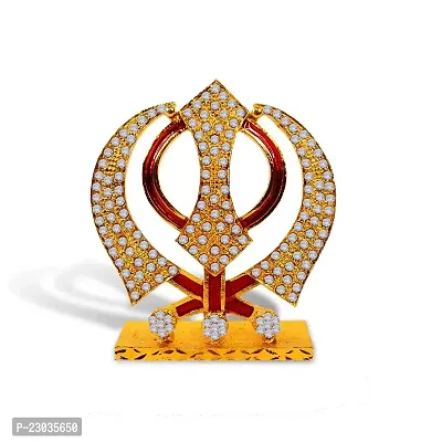 De-Ultimate Sikh Religious Symbol Khanda Sahib Idol (Prince St-643) Multicolor Metal God Stand Statue for Home/ Mandir/office Table Decor /Car Dashboard Murti Showpiece-thumb5