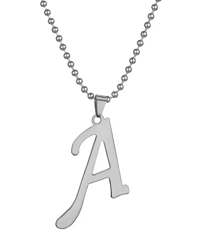 De-Ultimate Unisex Metal Fancy & Stylish Trending Name English Alphabet 'A' Letter Locket Pendant Necklace With Ball Chain For Men's And Women's