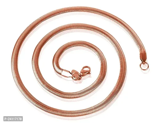 De-Ultimate Classic Rose-Gold Plated Daily And Party Wear Metal 5mm Width 55 cm Long Thick Imitation Snake Smooth Necklace Herringbone Chain For Men's And Women's