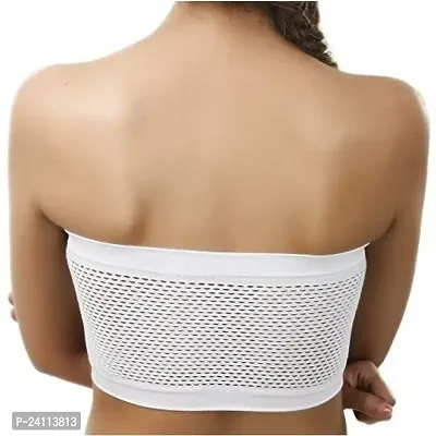 De-Ultimate Set of 2 Pcs Women's and Girls Comfortable Cotton White Stretchable Strapless Tube Bra for Sport, Gym, Yoga, Running, Dancing, Cycling (Free Size)-thumb2