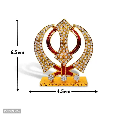 De-Ultimate Sikh Religious Symbol Khanda Sahib Idol (Prince St-643) Multicolor Metal God Stand Statue for Home/ Mandir/office Table Decor /Car Dashboard Murti Showpiece-thumb2