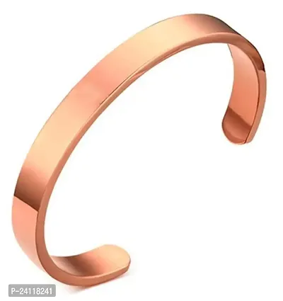 De-Ultimate 6.5cm Diameter Unisex Rose Gold Stylish Trending Fashionable Valentine's Day Special Metal Plain Adjustable Openable Lock Free Friendship Hand Cuff Wrist Half Kada Bangle Bracelet