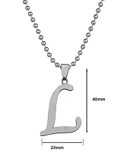 De-Ultimate Silver Color Unisex Metal Fancy  Stylish Trending Name English Alphabet 'L' Letter Locket Pendant Necklace With Ball Chain-thumb1