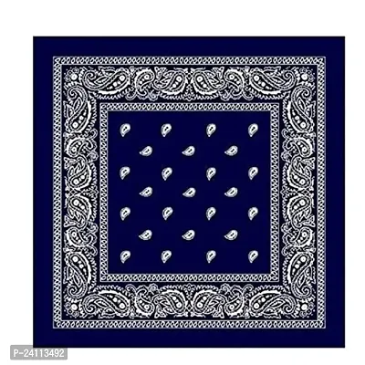 De-Ultimate Pure Soft Pure Soft Breathable Double Side Printed Multifunctional Paisley Print Ambi Hanky [Navy Blue] Handkerchief