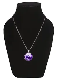 De-Ultimate Stainless Steel Romantic Glow in the Dark Rising Purple Moon Handmade Crystal Glass Dome Lunar Eclipse Alloy Luminous Pendant Locket Necklace With Chain-thumb2