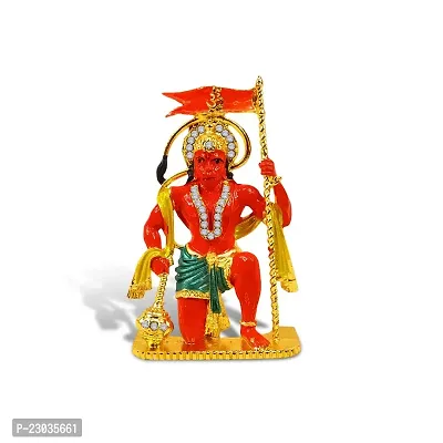 De-Ultimate Lord Bajrangbali | Dhawaj Hanuman Idol (St-1103) Multicolor Metal God Stand Statue for Home/ Mandir/office Table Decor /Car Dashboard Murti Showpiece-thumb5