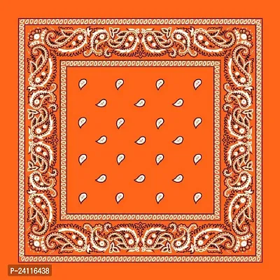 De-Ultimate Combo Of 2 Pcs Black And Orange Double Side Printed Multifunctional Paisley Hanky-thumb3