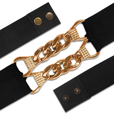 Adhvik Women's and Girls Plain Adjustable Stylish Double Kadi Chain Design Ladies Waist Belts Belt for Fancy Saree, Western Dress, Long Gown, Traditional Dresses