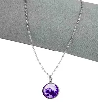 De-Ultimate Stainless Steel Romantic Glow in the Dark Rising Purple Moon Handmade Crystal Glass Dome Lunar Eclipse Alloy Luminous Pendant Locket Necklace With Chain-thumb1