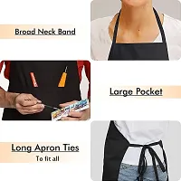 De-Ultimate (Set Of 2) Unisex Waterproof Nylon Machine Washable  Comfortable Halter Neck Bib Apron Extra Long Ties With Pocket For Barbers, Kitchen Chefs, Waiters And Restaurants Cafe (Black)-thumb2