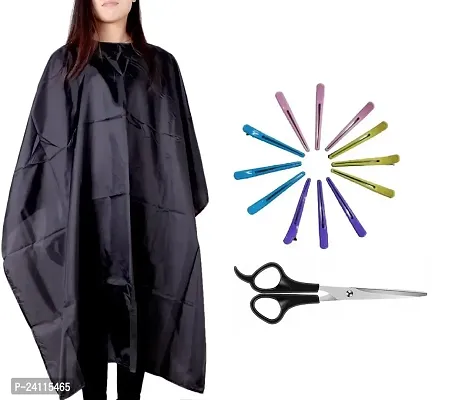 De-Ultimate Combo Of Hair Setting Multi Clip And Scissor Set With Black Hair Cutting Sheet