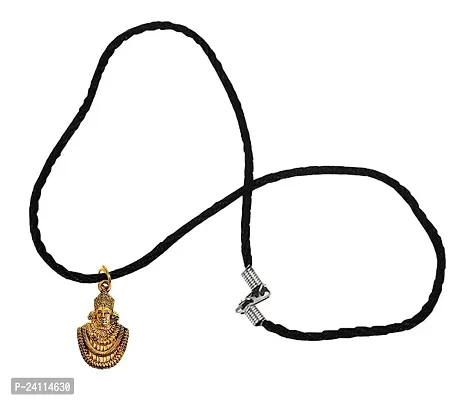 De-Ultimate Unisex Stainless Steel Golden Color Small Size Hindu God Lord Shri Baba Khatu Shyam/Barbarika Ji Face/Head Locket Pendant Necklace With Cotton Dori Spiritual Religious Jewellery Set-thumb3