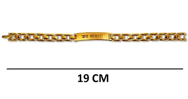 De-Ultimate JAB0126 Adjustable Golden Color Unisex Trending Stylish Hindu God Religious Jai Mata Di Designer Wrist Band Cuff Bracelets Jewellery Set-thumb1