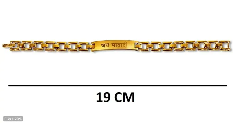 De-Ultimate JAB0126 Adjustable Golden Color Unisex Trending Stylish Hindu God Religious Jai Mata Di Designer Wrist Band Cuff Bracelets Jewellery Set-thumb2