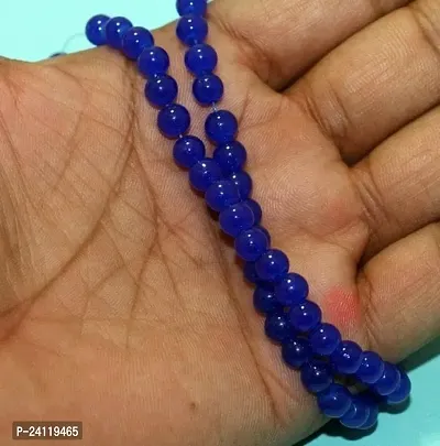 De-Autocare (Pack Of 3 Unisex Blue Color Medium Size 24cm Size 8mm Beads Stone Moti Mala Chain Bracelet-thumb3