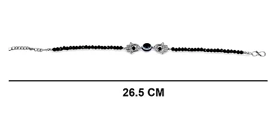 De-Ultimate (1 Pair) Adjustable Round Crystal Moti Pearl Beads/Stone Single Evil Eye Hamsa Fatima's Lucky Hand Palm Nazariya Suraksha Kavach Foot/Leg Payal/Pajeb Chain Anklets/Bracelet-thumb1