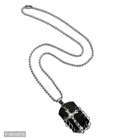 De-Ultimate Unisex Metal Black Color Dog Tag Single Plate Lord Holy Jesus Christ Cross Christian Catholic Cutting Isa Masih Pendant Locket Necklace With Ball Chain Christmas Religious Jewellery Set