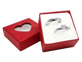 De-Ultimate Silver Color Valentine's Day Stainless Steel Crystal Adjustable Size Her King And His Queen With Nug Diamond Stone Romantic Couple Finger Rings With Red Box-thumb3