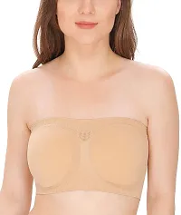 De-Ultimate Women's and Girls Comfortable Cotton Beige Stretchable Strapless Tube Bra for Sport, Gym, Yoga, Running, Dancing, Cycling (Free Size)-thumb2