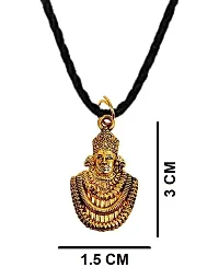 De-Ultimate Unisex Stainless Steel Golden Color Small Size Hindu God Lord Shri Baba Khatu Shyam/Barbarika Ji Face/Head Locket Pendant Necklace With Cotton Dori Spiritual Religious Jewellery Set-thumb1