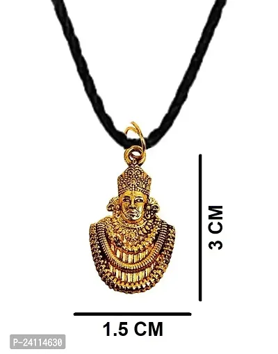 De-Ultimate Unisex Stainless Steel Golden Color Small Size Hindu God Lord Shri Baba Khatu Shyam/Barbarika Ji Face/Head Locket Pendant Necklace With Cotton Dori Spiritual Religious Jewellery Set-thumb2