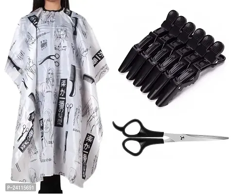 De-Ultimate Combo Of Hair Setting Crocodile Clip  Scissor With Printed Hair Cutting Sheet