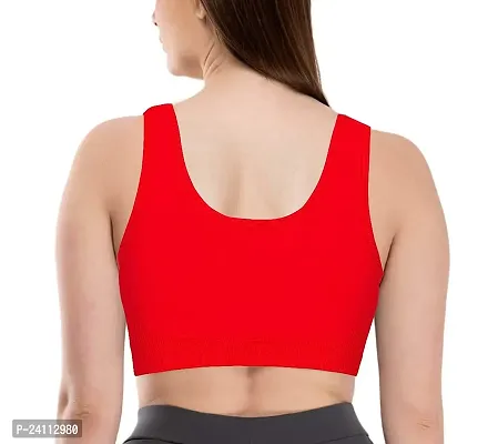 De-Ultimate Combo of 2 Pcs Everyday Wear Red and Beige Color Women's and Girls Comfortable Cotton Innerwear Stretchable Non Padded Non-Wired Sports Air Bra for Sport, Gym, Yoga, Running, Dancing-thumb3