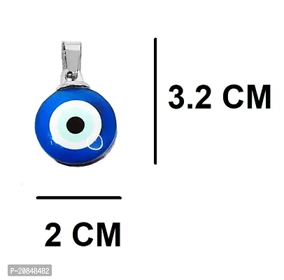 De-Ultimate JAR0534 Big Size Unisex Round Dual Side Blue Stone Bead Evil Eyes Nazar Suraksha Kavach Locket Pendant Charm Necklace With Cotton Thread Dori-thumb2