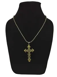 De-Ultimate Metal Stainless Steel Lord Holy Jesus Christ Cross Christian Catholic Cutting Antique Beautiful Fashion Isa Masih Locket Pendant Necklace With Chain For Boy's And Girl's Christmas Gift Set-thumb2