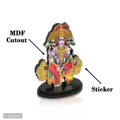 De-Ultimate Mdf Cutout Sitting Punchmukhi Hanuman/bajrang Bali Wooden Sticker Statue Car-thumb2