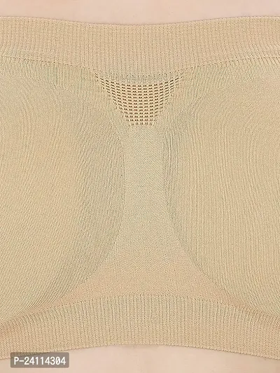 De-Ultimate Women's and Girls Comfortable Cotton Beige Stretchable Strapless Tube Bra for Sport, Gym, Yoga, Running, Dancing, Cycling (Free Size)-thumb5