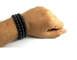 De-Ultimate (Pack Of 4 Pcs) Unisex Black Color Medium Size 24cm Size 8mm Beads Stone Moti Mala Chain Bracelet-thumb2